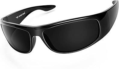 Wrap Around Sunglasses for Men Women Super Dark Blackout Sunglasses for Sensitive Eyes UV400 Protection W8005