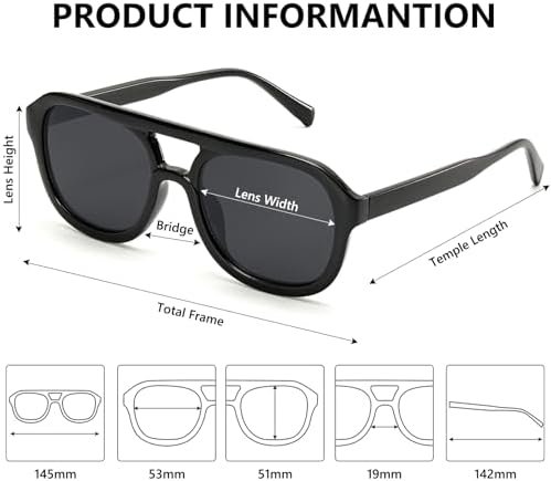 Retro Aviator Sunglasses for Women Men Trendy Square Pilot Shades 70s Vintage Sun Glasses