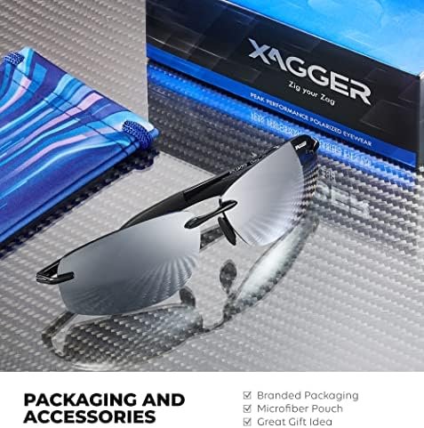 Xagger Polarized Driving Sunglasses for Men Rimless Metal Frame UV400 Protection Sun Glasses