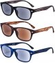 EYEGUARD 3 Pack Unisex Classic of Style Sunglasses Readers Outdoor Reading Glasses for Men and Women 2.25- Not Bifocals